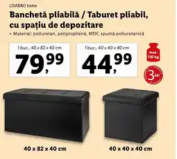 Lidl LIVARNO home Banchetă pliabilă / Taburet pliabil, cu spațiu de depozitare Ofertă