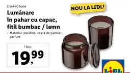 Lidl LIVARNO home Lumânare în pahar cu capac, fitil bumbac / lemn Ofertă