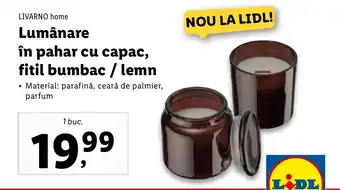 Lidl LIVARNO home Lumânare în pahar cu capac, fitil bumbac / lemn Ofertă