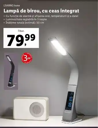 Lidl LIVARNO home Lampă de birou, cu ceas integrat Ofertă