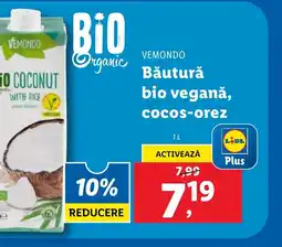 Lidl VEMONDO Băutură bio veganǎ, cocos-orez Ofertă