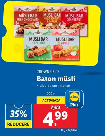 Lidl CROWNFIELD Baton müsli Ofertă