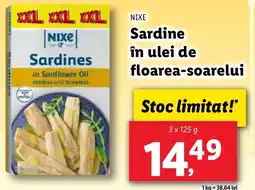 Lidl NIXE Sardine în ulei de floarea-soarelui Ofertă