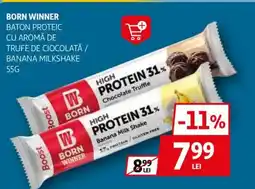 Auchan Born winner baton proteic cu aromă de trufe de ciocolată / banana milkshake Ofertă