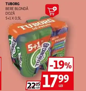 Auchan TUBORG Bere blondă doză Ofertă