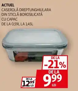 Auchan Actuel caserolă dreptunghiulara din sticlă borosilicată cu capac Ofertă