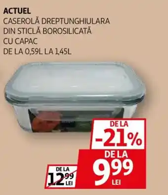 Auchan Actuel caserolă dreptunghiulara din sticlă borosilicată cu capac Ofertă