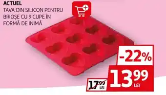 Auchan Actuel tava din silicon pentru briose cu 9 cupe în formă de inimă Ofertă