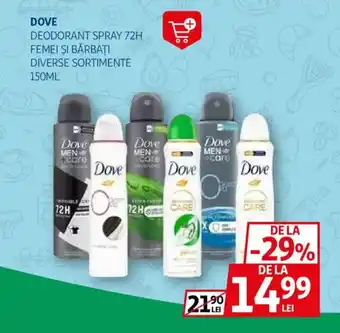 Auchan DOVE Deodorant spray 72h femei şi bărbați Ofertă