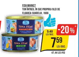 Mega Image FISH MARKET Ton întreg, în suc propriu/ulei de floarea-soarelui Ofertă