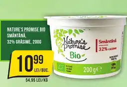 Mega Image NATURE'S PROMISE Bio Smântână, 32% gråsime Ofertă