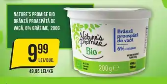 Mega Image NATURE'S PROMISE Bio Brânză proaspătă de vacă, 6% grăsime Ofertă