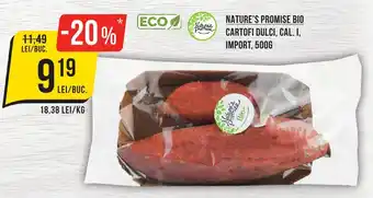 Mega Image NATURE'S PROMISE Bio Cartofi dulci, cal. i,import Ofertă