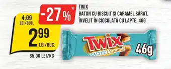 Mega Image TWIX Baton cu biscuit şi caramel sărat, învelit în ciocolată cu lapte Ofertă