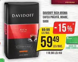 Mega Image DAVIDOFF Rich aroma Cafea prăjită, boabe Ofertă