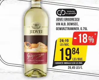 Mega Image JIDVEI GRIGORESCU Vin alb, demisec, gewurztraminer Ofertă