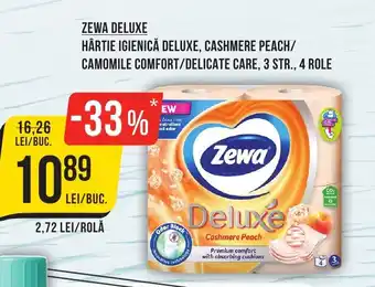 Mega Image ZEWA Deluxe Hârtie igienică deluxe, cashmere peach/ camomile comfort/delicate care Ofertă