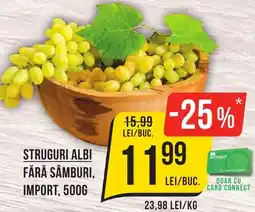 Mega Image Struguri albi fără sâmburi, import Ofertă