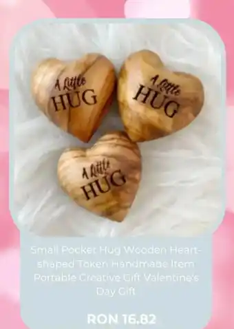 AliExpress Small Pocket Hug Wooden Heart- shaped Token Handmade Item Portable Creative Gift Valentine's Day Gift Ofertă