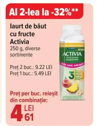 Carrefour Market laurt de băut cu fructe Activia Ofertă