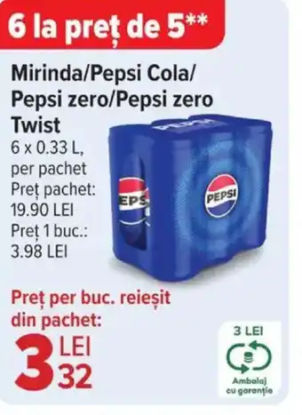 Carrefour Market Mirinda/Pepsi Cola/ Pepsi zero/Pepsi zero Twist Ofertă