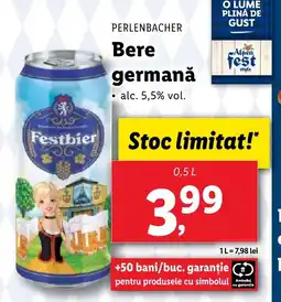 Lidl PERLENBACHER Bere germană Ofertă