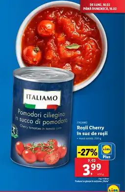 Lidl ITALIAMO Roşii Cherry în suc de roşii Ofertă