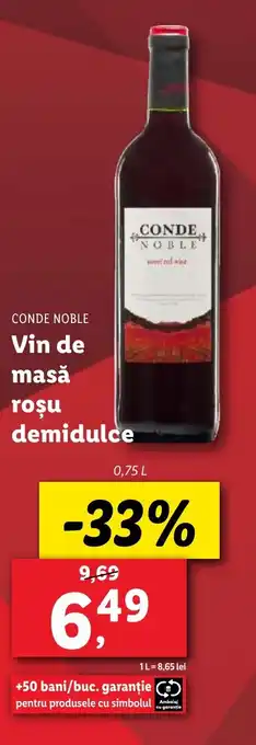 Lidl CONDE NOBLE Vin de masǎ roşu demidulce Ofertă