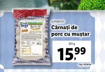 Lidl ALPENFEST Cârnaţi de porc cu muştar Ofertă