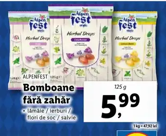 Lidl ALPENFEST Bomboane fără zahăr Ofertă