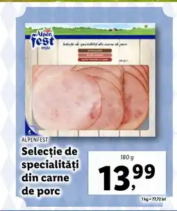 Lidl ALPENFEST Selecţie de specialități din carne de porc Ofertă