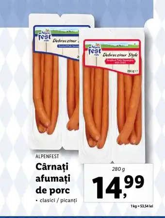 Lidl ALPENFEST Cârnaţi afumați de porc Ofertă