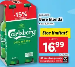 Lidl CARLSBERG Bere blondǎ Ofertă