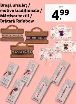 Lidl Broşă ursuleț / motive tradiționale / Mărţişor textil / Brățară Rainbow Ofertă