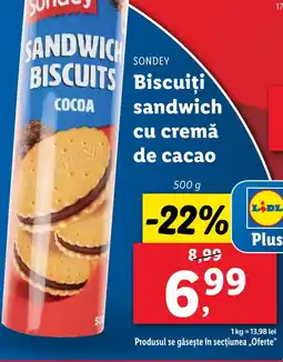 Lidl SONDEY Biscuiti sandwich cu cremă de cacao Ofertă