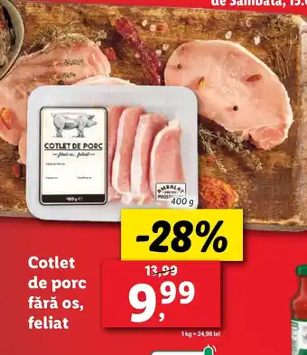 Lidl Cotlet de porc fără os, feliat Ofertă