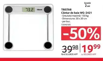 Selgros TRISTAR Cântar de baie WG-2421 Ofertă