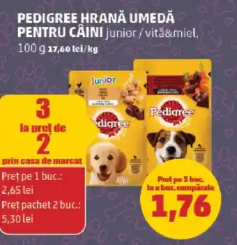 Penny PEDIGREE Hrană umedă pentru câini junior/vitǎ&miel Ofertă