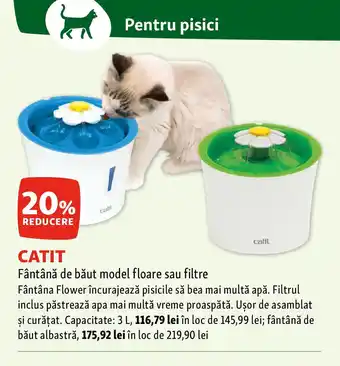 Fressnapf CATIT Fântână de băut model floare sau filtre Ofertă