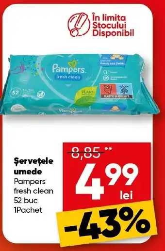 PROFI Şerveţele umede Pampers fresh clean Ofertă