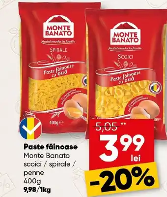 PROFI Paste făinoase Monte Banato scoici / spirale / penne Ofertă