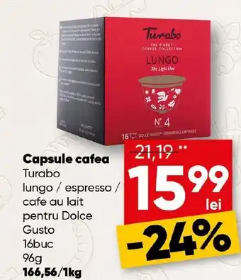 PROFI Capsule cafea Turabo lungo / espresso / cafe au lait pentru Dolce Gusto Ofertă