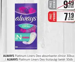 CBA ALWAYS Platinum Liners Deo absorbante zilnice Ofertă