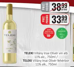 CBA TELEKI Villány Irsai Olivér vin alb 11% alc. Ofertă