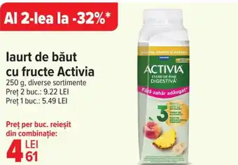 Carrefour laurt de băut cu fructe Activia Ofertă