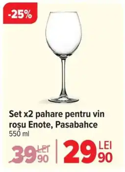 Carrefour Set x2 pahare pentru vin roşu Enote, Pasabahce Ofertă