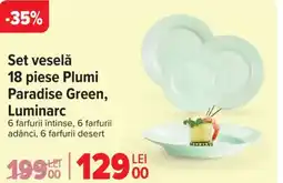 Carrefour Set veselǎ 18 piese Plumi Paradise Green, Luminarc Ofertă