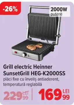 Carrefour Grill electric Heinner SunsetGrill HEG-K2000SS Ofertă