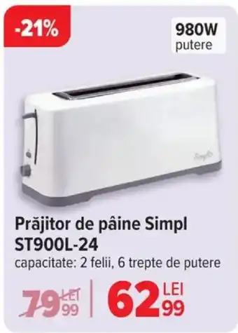 Carrefour Prăjitor de pâine Simpl ST900L-24 Ofertă