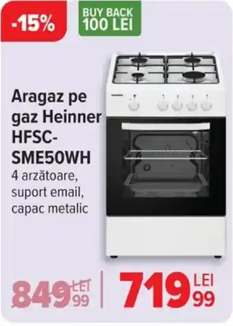 Carrefour Aragaz pe gaz Heinner HFSC- SME50WH Ofertă